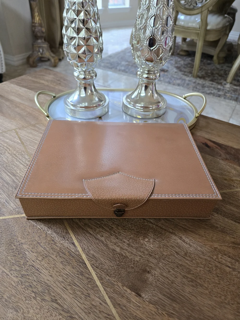 Vintage Hickon Faux Leather Mens Jewelry Box For Cufflinks, Tie Clips Watches
